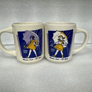 Vintage Morton Salt Set of 2Mugs "When It Rains It Pours"
